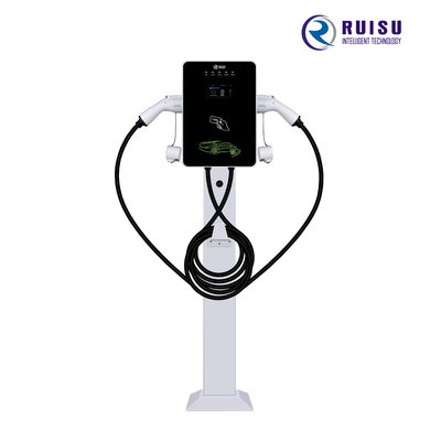 14KW 32A AC EV Şarj Cihazı Tek Fazlı Tip 2 Zemin Standı, 5m Kablo ile